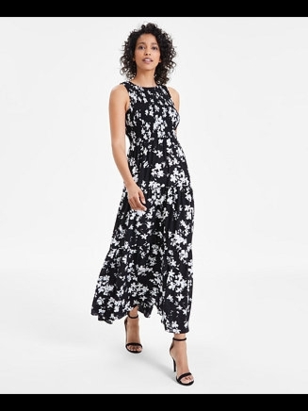 Anne Klein Black and White Floral Maxi Dress